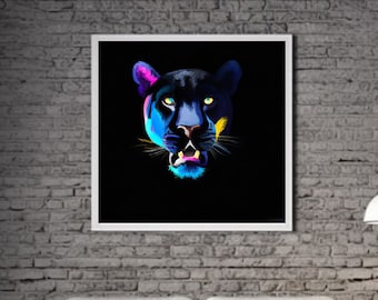 Modern Panther PRINTABLE ART Panther Print Download Panther Poster Wild Life Gift Animals Wall Decor Animal Painting Colorful