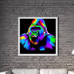 Modern Gorilla PRINTABLE ART Gorilla Print Download Gorilla Poster Animal Life Gift Animals Wall Decor Animal Painting Colorful