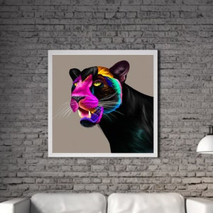 Modern Panther PRINTABLE ART Panther Print Download Panther Poster Wild Life Gift Animals Wall Decor Animal Painting Colorful