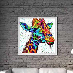 Modern Giraffe PRINTABLE ART Giraffe Print Download Giraffe Poster Wild Life Gift Animals Wall Decor Animal Painting Colorful