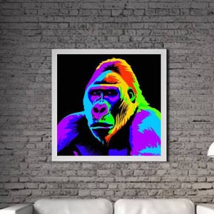 Modern Gorilla PRINTABLE ART Gorilla Print Download Gorilla Poster Animal Life Gift Animals Wall Decor Animal Painting Colorful