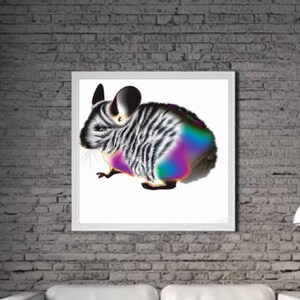 Modern Chinchilla PRINTABLE ART Chinchilla Print Download Chinchilla Poster Wild Life Gift Animals Wall Decor Animal Painting Colorful
