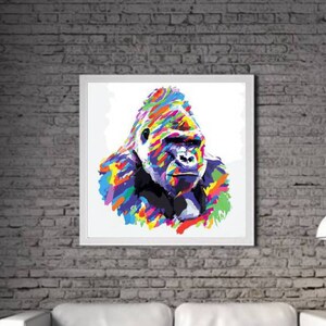 Modern Gorilla PRINTABLE ART Gorilla Print Download Gorilla Poster Animal Life Gift Animals Wall Decor Animal Painting Colorful
