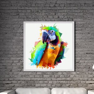 Modern Parrot PRINTABLE ART Parrot Print Download Parrot Poster Wild Life Gift Animals Wall Decor Animal Painting Colorful