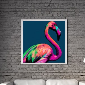 Modern Flamingo PRINTABLE ART Flamingo Print Download Flamingo Poster Wild Life Gift Animals Wall Decor Animal Painting Colorful