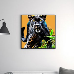 Modern Panther PRINTABLE ART Panther Print Download Panther Poster Wild Life Gift Animals Wall Decor Animal Painting Colorful