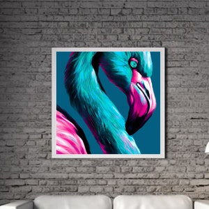 Modern Flamingo PRINTABLE ART Flamingo Print Download Flamingo Poster Wild Life Gift Animals Wall Decor Animal Painting Colorful