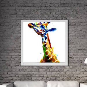 Modern Giraffe PRINTABLE ART Giraffe Print Download Giraffe Poster Wild Life Gift Animals Wall Decor Animal Painting Colorful
