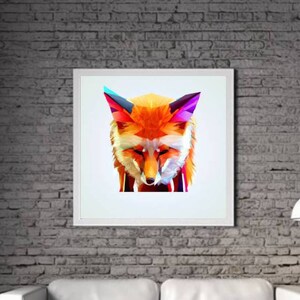 Modern Fox PRINTABLE ART Fox Print Download Fox Poster Wild Life Gift Animals Wall Decor Animal Painting Colorful