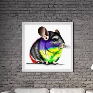 Modern Chinchilla PRINTABLE ART Chinchilla Print Download Chinchilla Poster Wild Life Gift Animals Wall Decor Animal Painting Colorful
