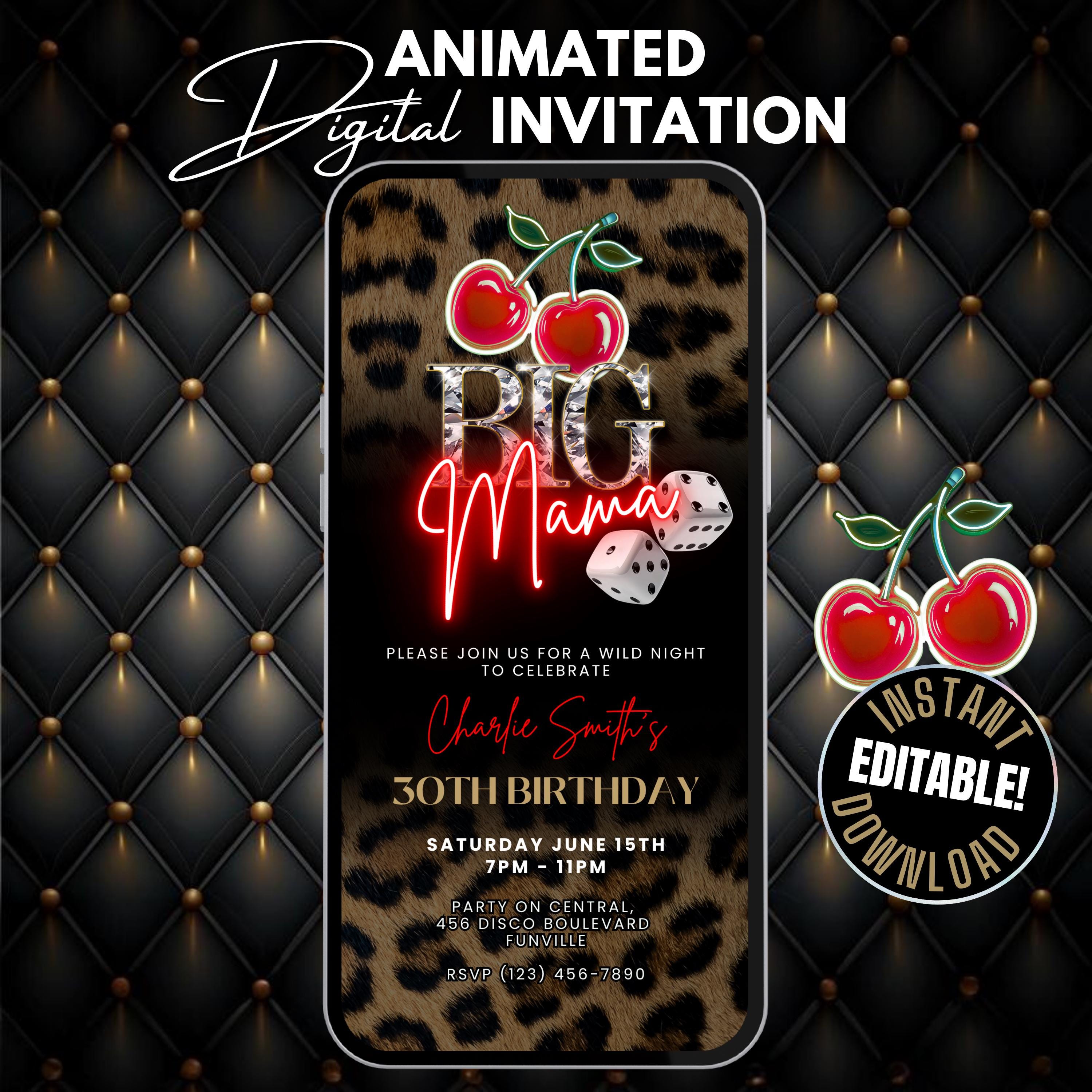 Big Mama Cheetah Print & Cherry Girls Night Birthday Dinner and