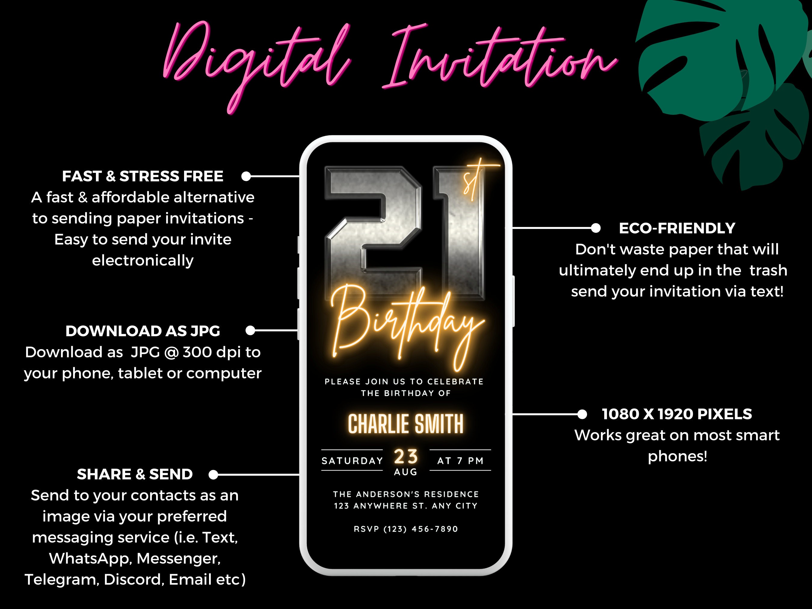 Mens 21st Birthday Invitation Template Download, 21st Birthday Invite ...