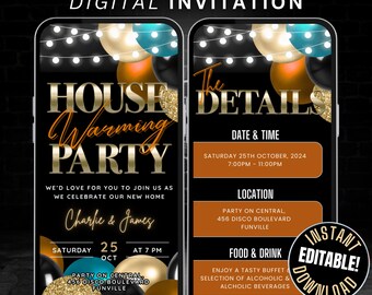 Housewarming Party Invitation Digital Animated House Warming Invite Template, Self Edit Chic New Apartment New Home Evite, House Party Flyer