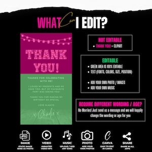 Digital Thank You Card, Editable Thank You Ecard Template, Fun Birthday ...