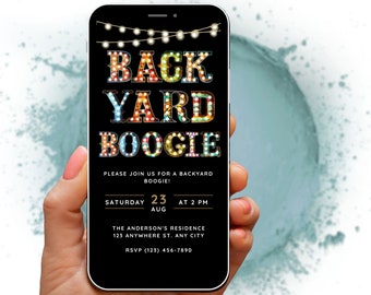 Back Yard Boogie Invitation Digital Invite, Backyard Party, BBQ Invite, Summer Party, Cookout invitation, Dance Party, Garden Patio Party