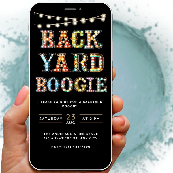 Back Yard Boogie Invitation Digital Invite, Backyard Party, BBQ Invite, Summer Party, Cookout invitation, Dance Party, Garden Patio Party