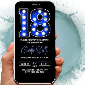 18th Birthday Invitation Template - 18th Party Invite Editable Template - Customisable Party Evite - Digital Download - Party Invitation