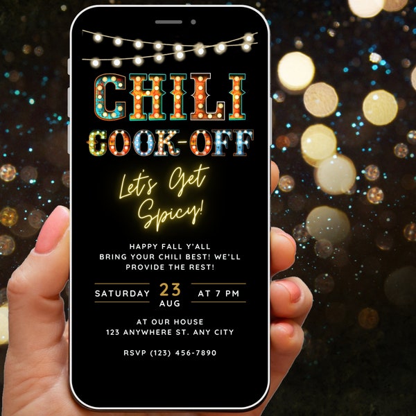 Chili Cookoff Invitation, Chili Cook Off Invite, Backyard Party, Digital Cookout Potluck BBQ Editable Template Fall Y'all Cook-Off Evite