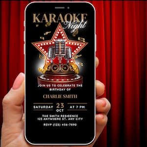 Karaoke Night Digital Invitation, Customizable Karaoke Party Invite, Sing Along Party Evite, Karaoke Birthday Invite, Fun Musical Event