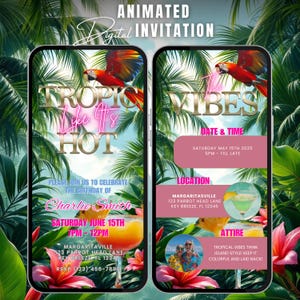Tropic Like Its Hot Tropical Birthday Invite Hawaiian Theme Digital Caribbean Party Invitation Template Birthday Aloha Luau Party Evite