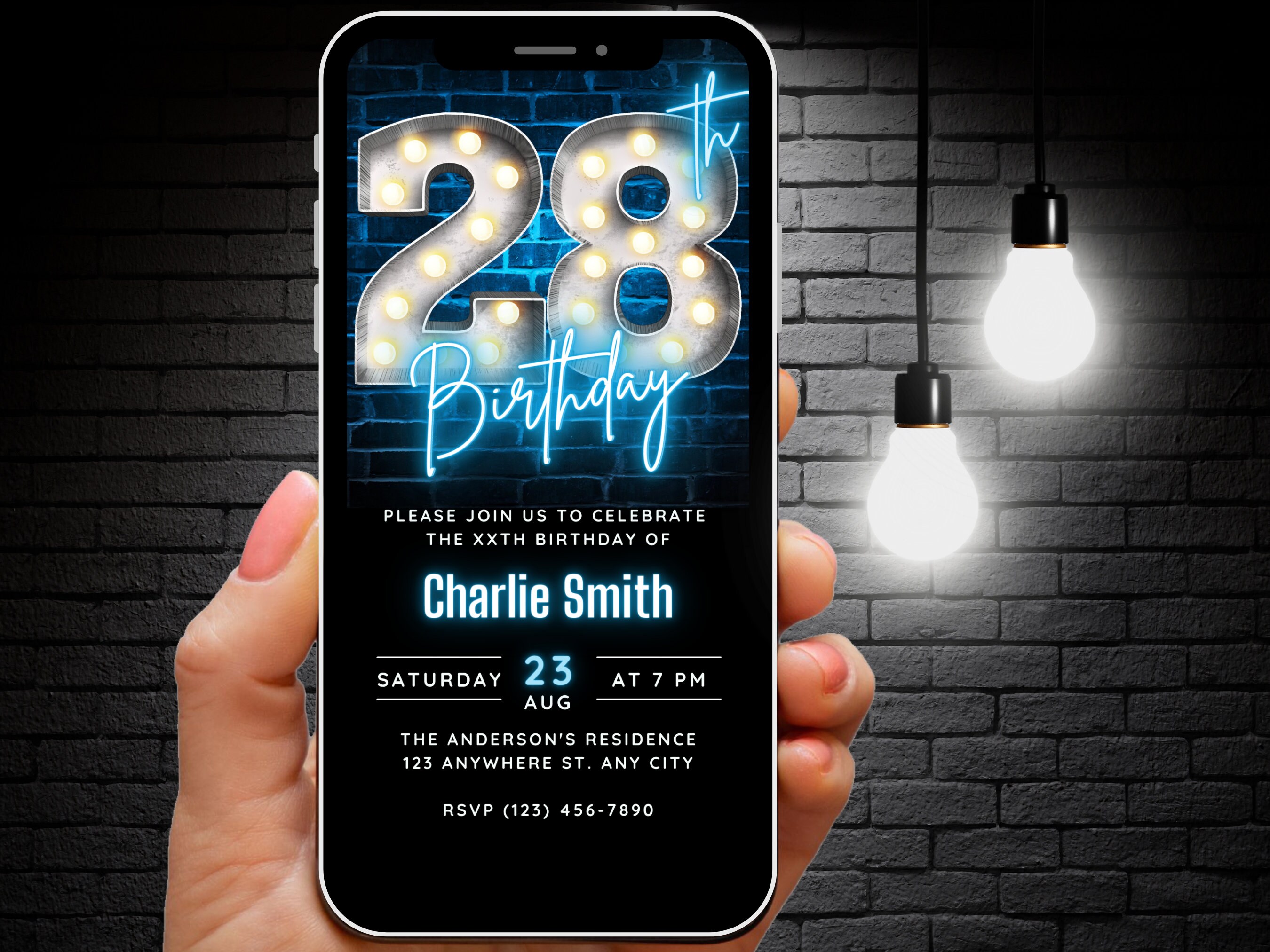 28th Birthday Invitations
 Editable 28th Birthday Invitation for Men Digital Template Etsy