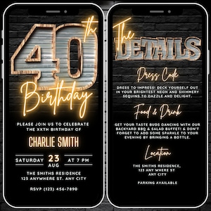 Faire-part 40e anniversaire numérique pour homme, carte numérique d'invitation 40 ans, invitation rustique à une soirée barbecue 40 pour lui, modèle d'invitation modifiable 40