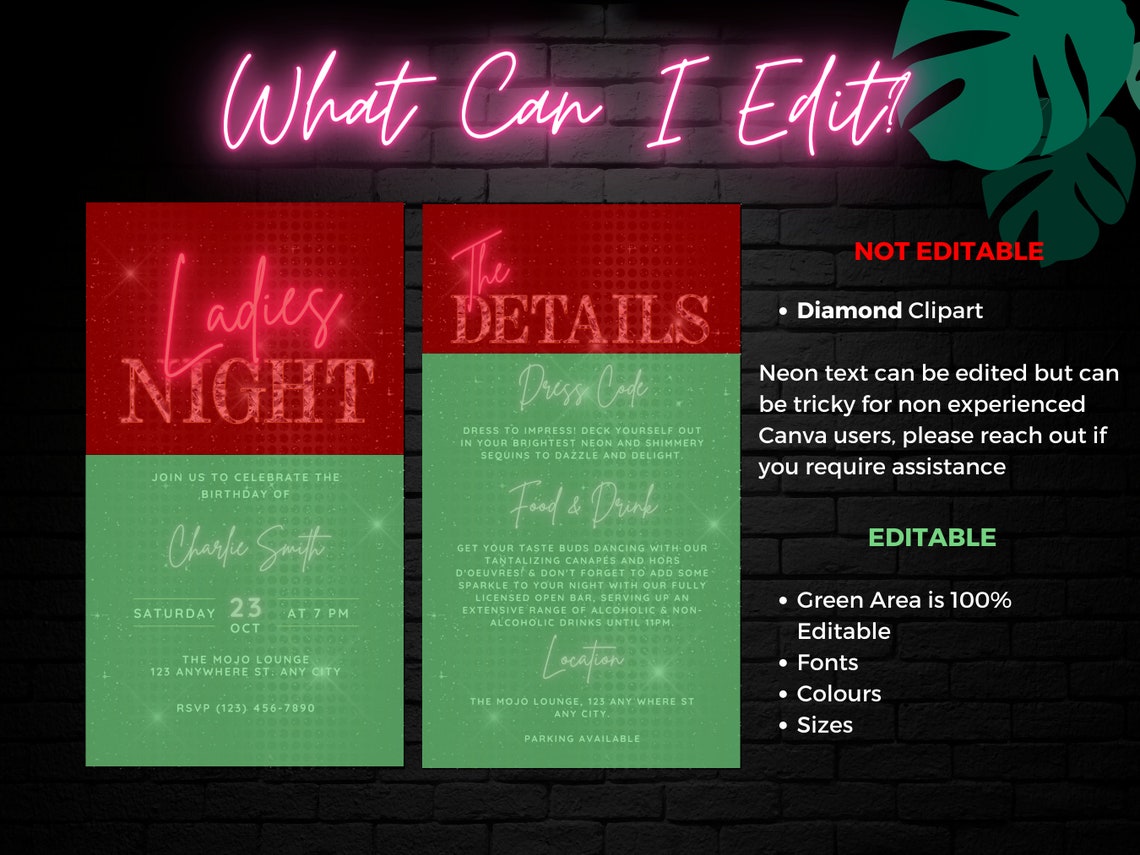 Glam Ladies Night Out Digital Invitation & Itinerary, Fun Birthday ...