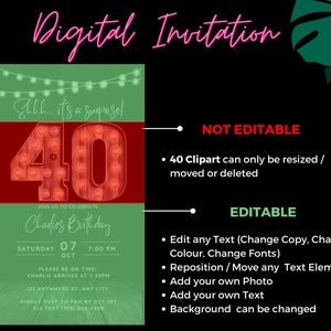 Surprise 40th Birthday Invitation for Men Forty Invite for Adults Phone ...
