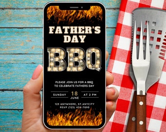 Digital Fathers Day BBQ Invite, Backyard BBQ Party Invitation, Fathers Day Invitation Template, Cookout Invitation, Instant Download, Dad
