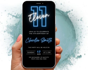 11th Birthday Invitation Template - Eleventh Birthday Party Invite editable - Evite - Digital Invitation - Mobile Invite