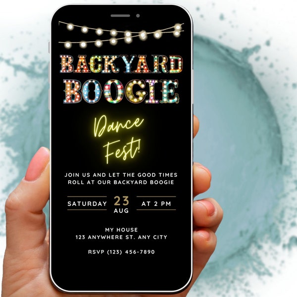 Backyard Boogie Invitation Digital Invite, Backyard Party, BBQ Invite, Dance Fest Summer Party, Cookout invitation, Garden Patio Party Evite