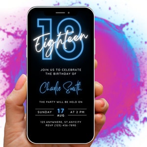 18th Birthday Invitation Template, 18th Party Invite Editable Template, Customisable Party Evite, Digital Download, Party Invitation boy