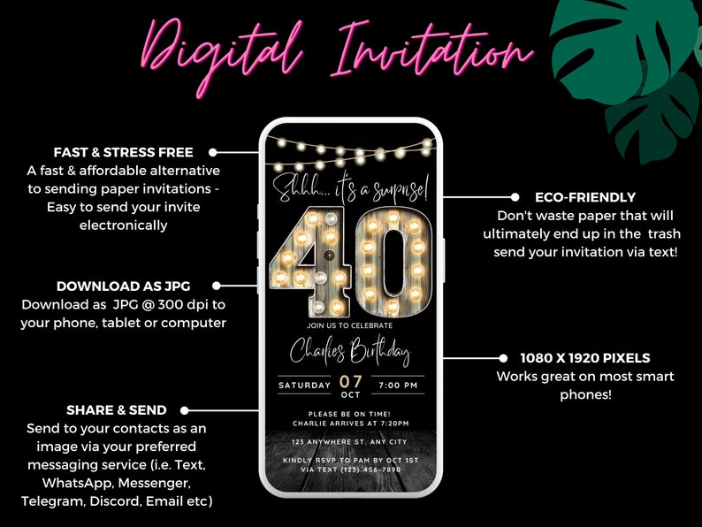 Surprise 40th Birthday Invitation for Men Forty Invite for Etsy