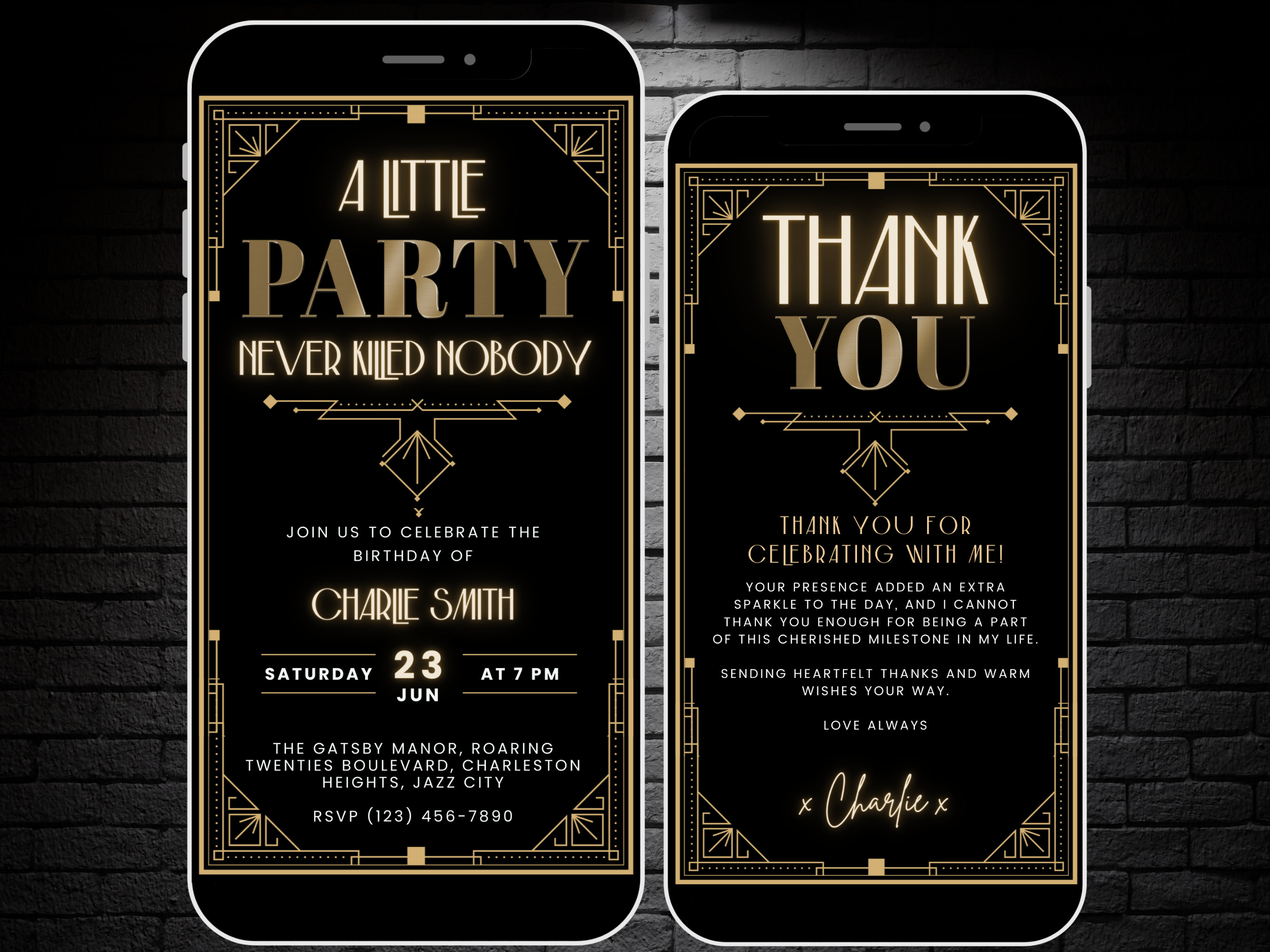 A Little Party Never Killed Nobody Invite, Gatsby 1920s Harlem