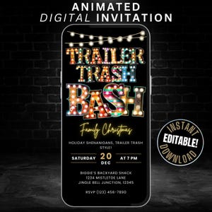 Digital Trailer Trash Bash Christmas Party Invitation, Redneck Hootenanny Birthday Invite, Trailer Park Party, Backyard Hillbilly Evite DIY