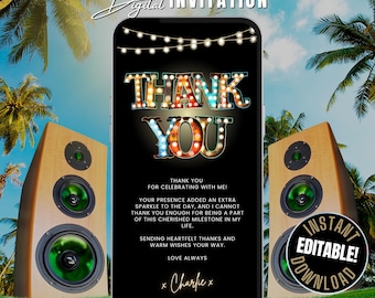 Digital Thank You Card Editable Thank You Note eCard Canva Template, Electronic Textable Mobile Phone e-Card, Thank You Message Download