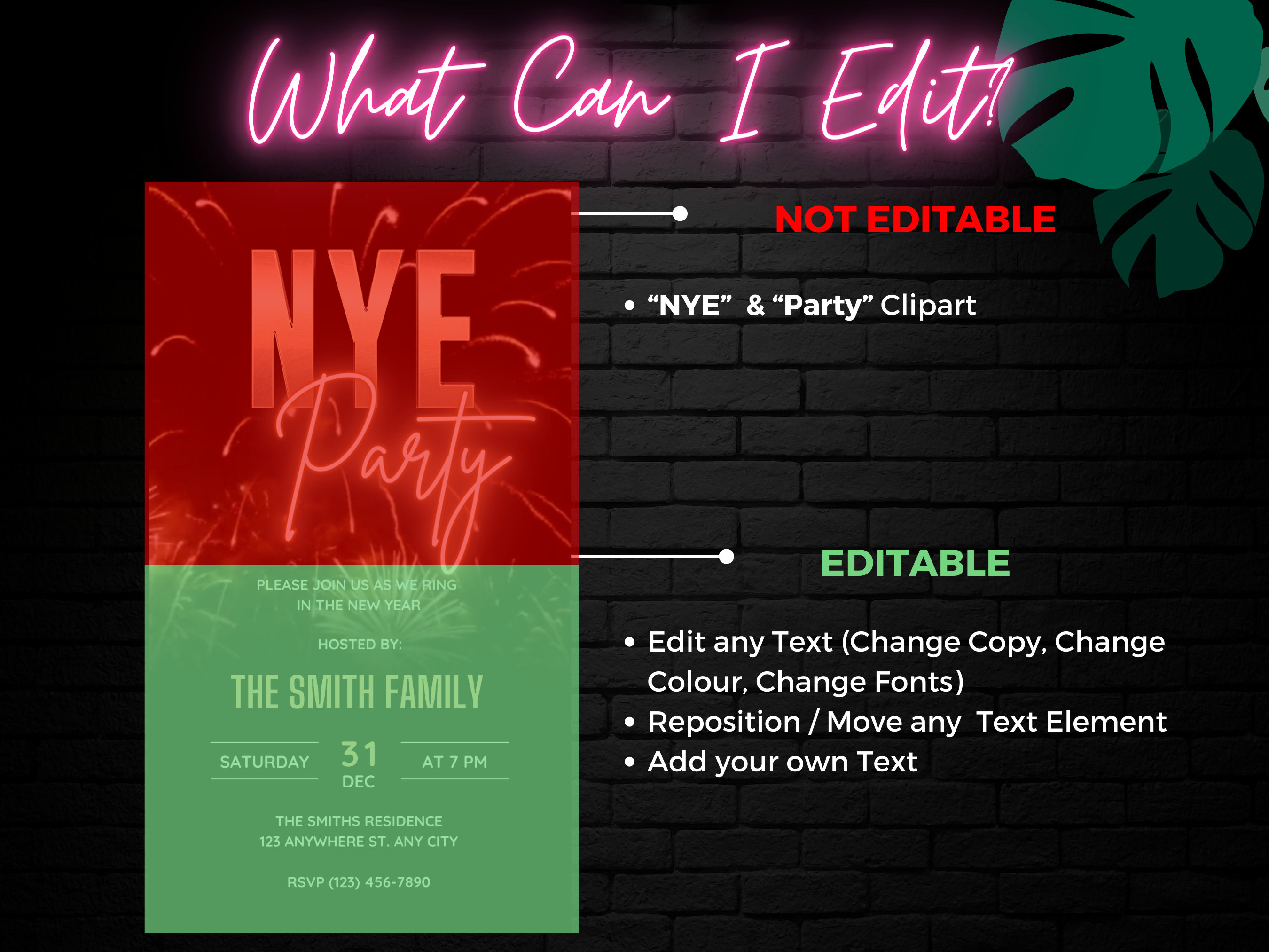 Animated NYE Party Invitation Template, Digital New Years Eve Party ...