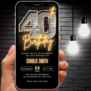 Digitale 40. Geburtstagseinladung für Männer, 40 digitale Einladung eCard, rustikale vierzig Grillparty einladen für Ihn, bearbeitbare 40 Einladungsvorlage