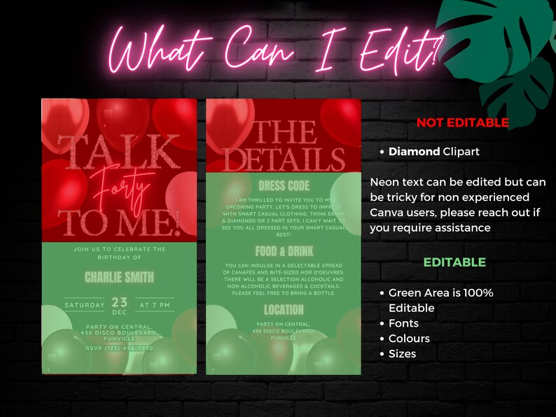 Talk Forty to Me Womens 40th Birthday Digital Invitation Template ...