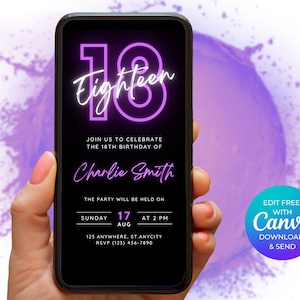 Teenager Birthday Invitation Template - 18th Party Invite Editable Template - Customisable Party Evite - Digital Download - Teen Invitation