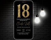 18th Birthday Invite digital Invitation, Minimalist Black & Gold Editable Invitation Template, Modern Invite Adult Invitation, Party Evite