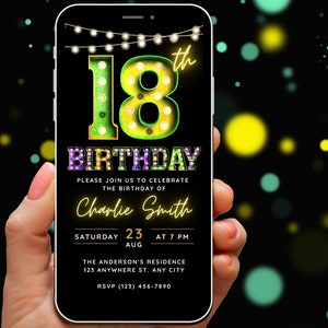 Editable 18th Birthday Invitation Template Digital Invite for Boy 18th Birthday Invite Mardi Gras Fiesta Fun 18 Year Old Bday Evite E-Invite