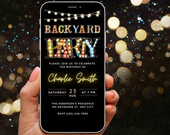 Birthday Backyard Party Invite, Backyard Birthday Invitation for Adults Chill and Grill BBQ Invite Digital Text Evite 20th 30th 40th 50th