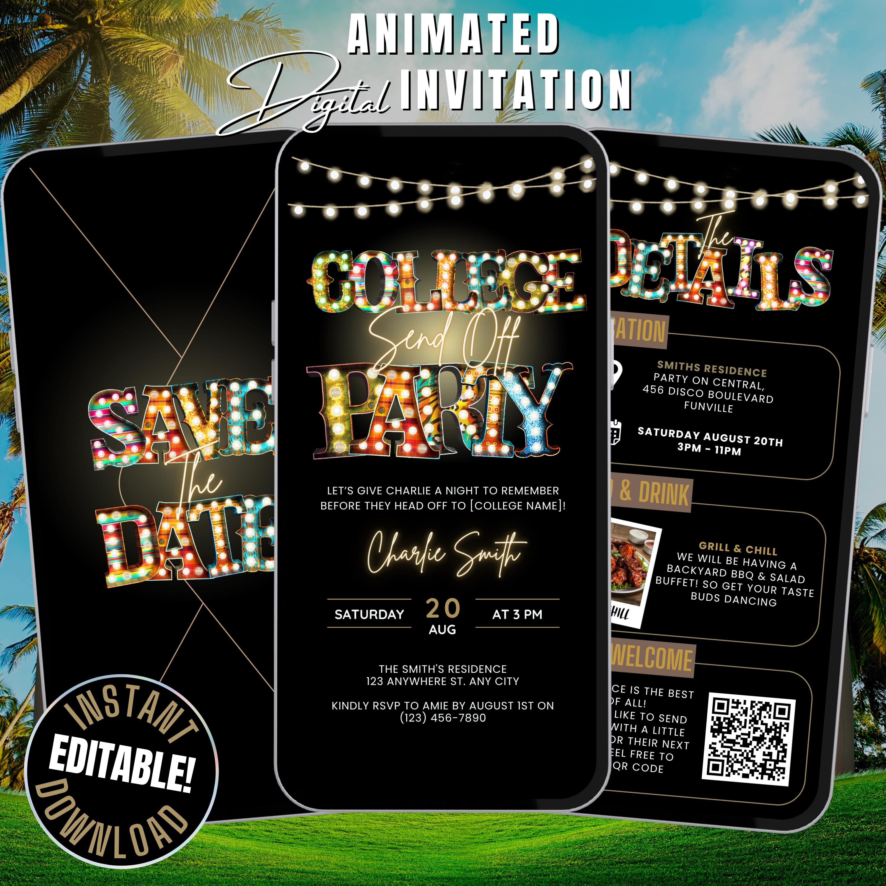 Editable College Send Off Invitation, Fun Farewell Party Invite, DIY Trunk Party Flyer, Goodbye Graduation Celebration Evite Kickback BBQ