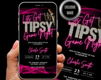 Animated Game Night Invitation for adults, Family Game Night Party Invite, Cards Invite, Birthday Game Night pink, Editable Template Evite