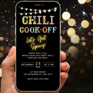 Chili Cookoff Invite, Chili Cook Off Invitation, Backyard Party, Digital Cookout Potluck BBQ Editable Template Outdoor Fall Cook-Off Evite
