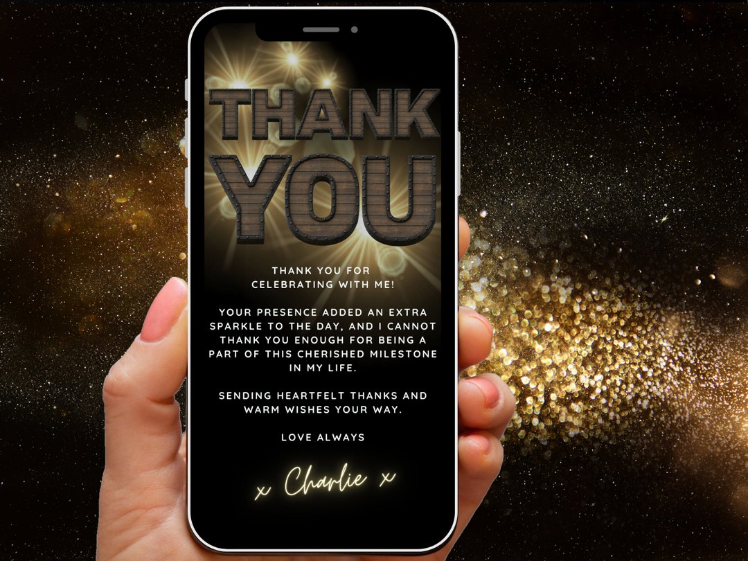 Digital Thank You Card, Editable Thank You Ecard Template, Birthday