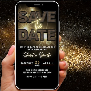 Digital Save the Date Birthday Party Invitation Template, Celebration Save the Date Invite, Editable Mobile Invite, Instant Download Evite