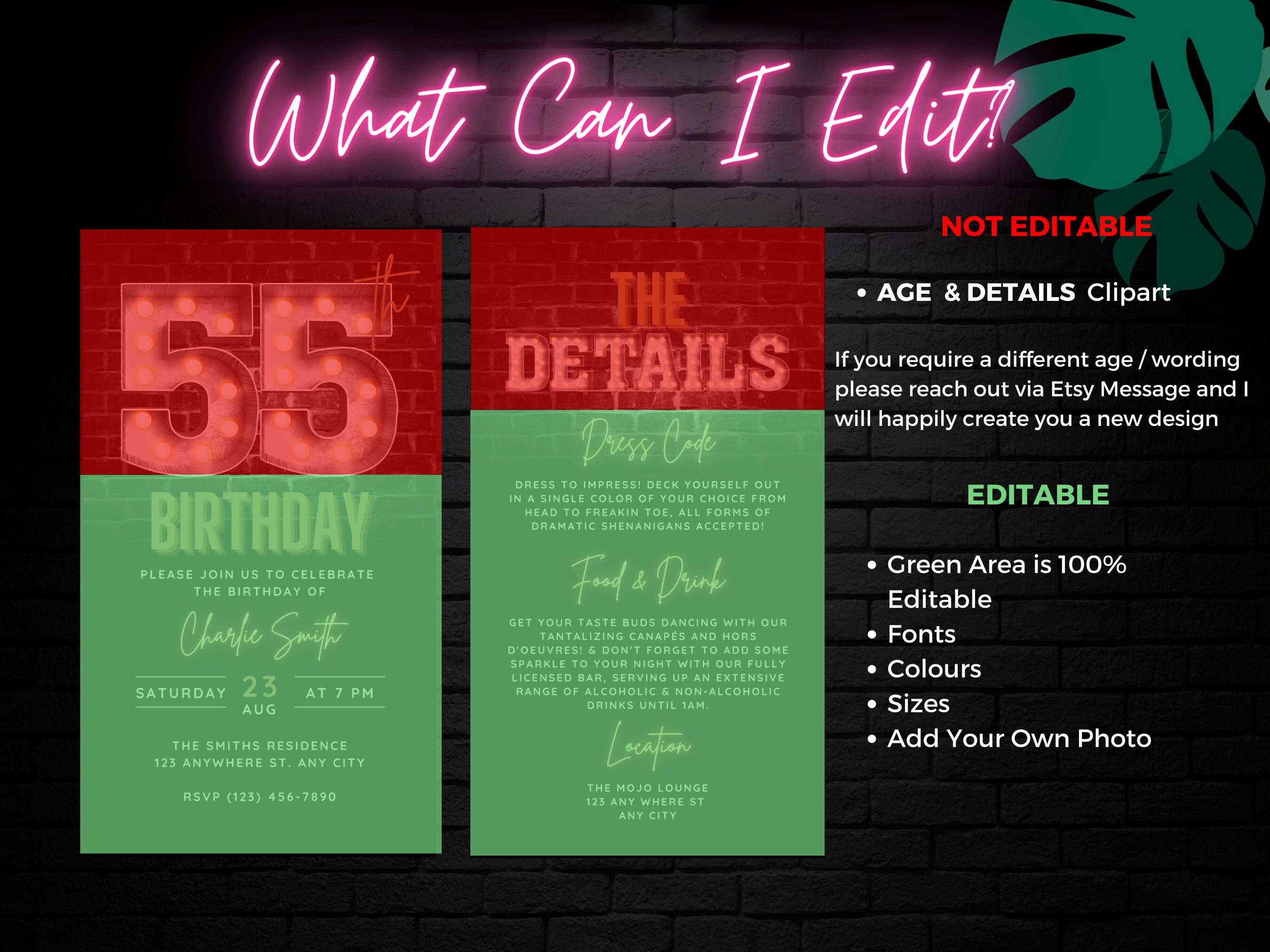 Mens 55th Birthday Invite, 55th Digital Invitation Black Gold Invite ...