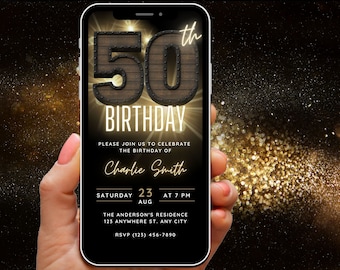 50th Birthday Invitation for Man, 50th Birthday Invite for Men, 50 Invitation Adult, Retro Industrial Steampunk Rustic Invites Digital Evite